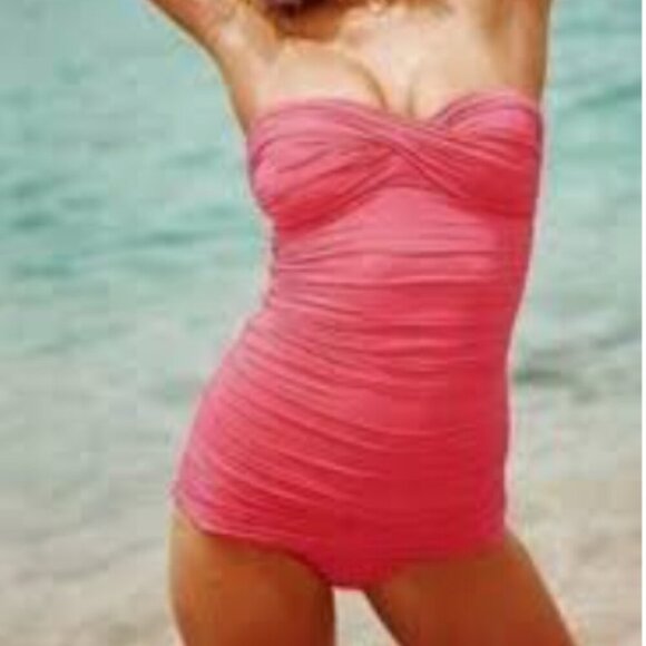 CARMEN MARC VALVO Molded Cup Tie Back Bandeau One Piece Swimsuit - Picture 3 of 8